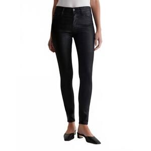 NEW AG JEANS farrah skinny ankle jeans in leatherette super black